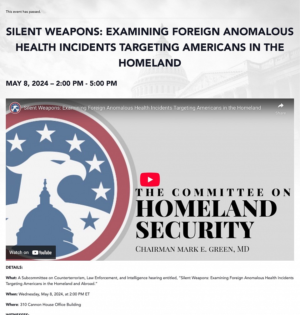 SILENT WEAPONS: EXAMINING FOREIGN ANOMALOUS HEALTH INCIDENTS TARGETING AMERICANS IN THE HOMELAND