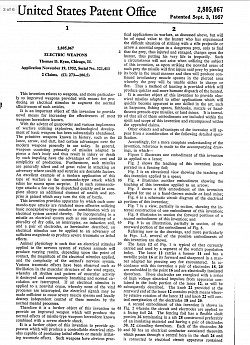 Sept. 3, 1957- ELECTRIC WEAPONS Thomas D. Ryan, Chicago, Ill. Application November 19, 1952, Serial No. 321,411, 2,805,067