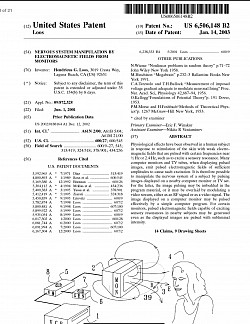 Jan. 14, 2003- NERVOUS SYSTEM MANIPULATION BY ELECTROMAGNETIC FIELDS FROM MONITORS, US 6,506,148 B2