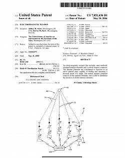 May 30, 2006- ELECTROMAGNETIC WEAPON, US 7,051,636 B1