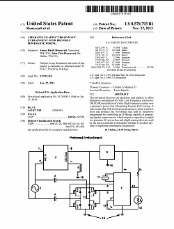 Nov. 12, 2013- APPARATUS TO AFFECT BRAINWAVE ENTRAINMENT OVER PREMISES POWER-LINE WIRING, US 8,579,793 B1